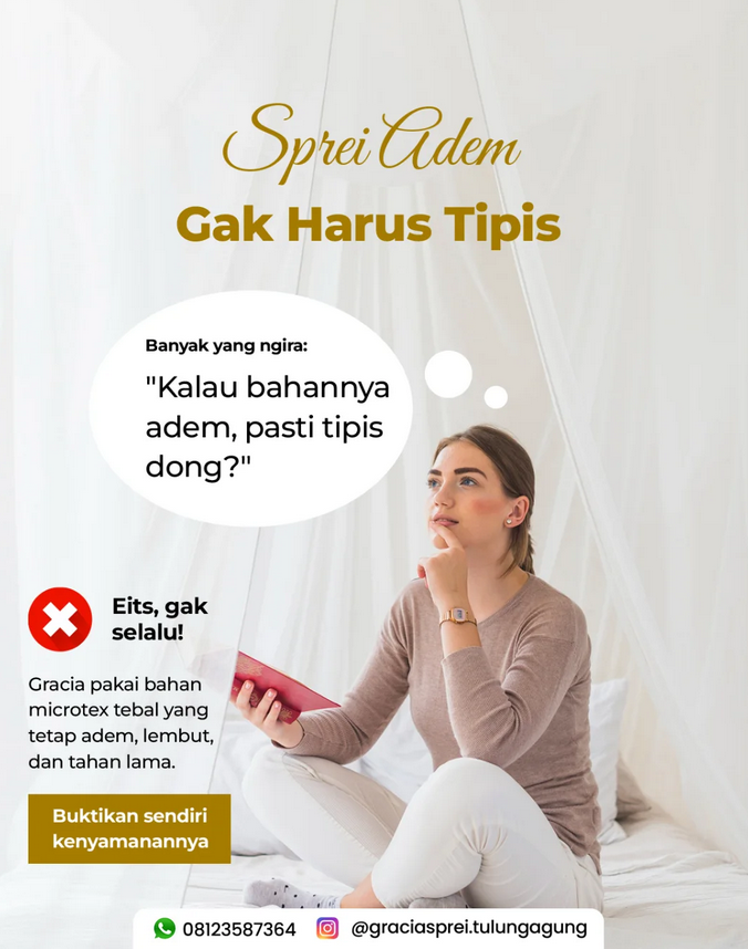 <p>Katanya, kalau sprei adem pasti bahannya tipis.